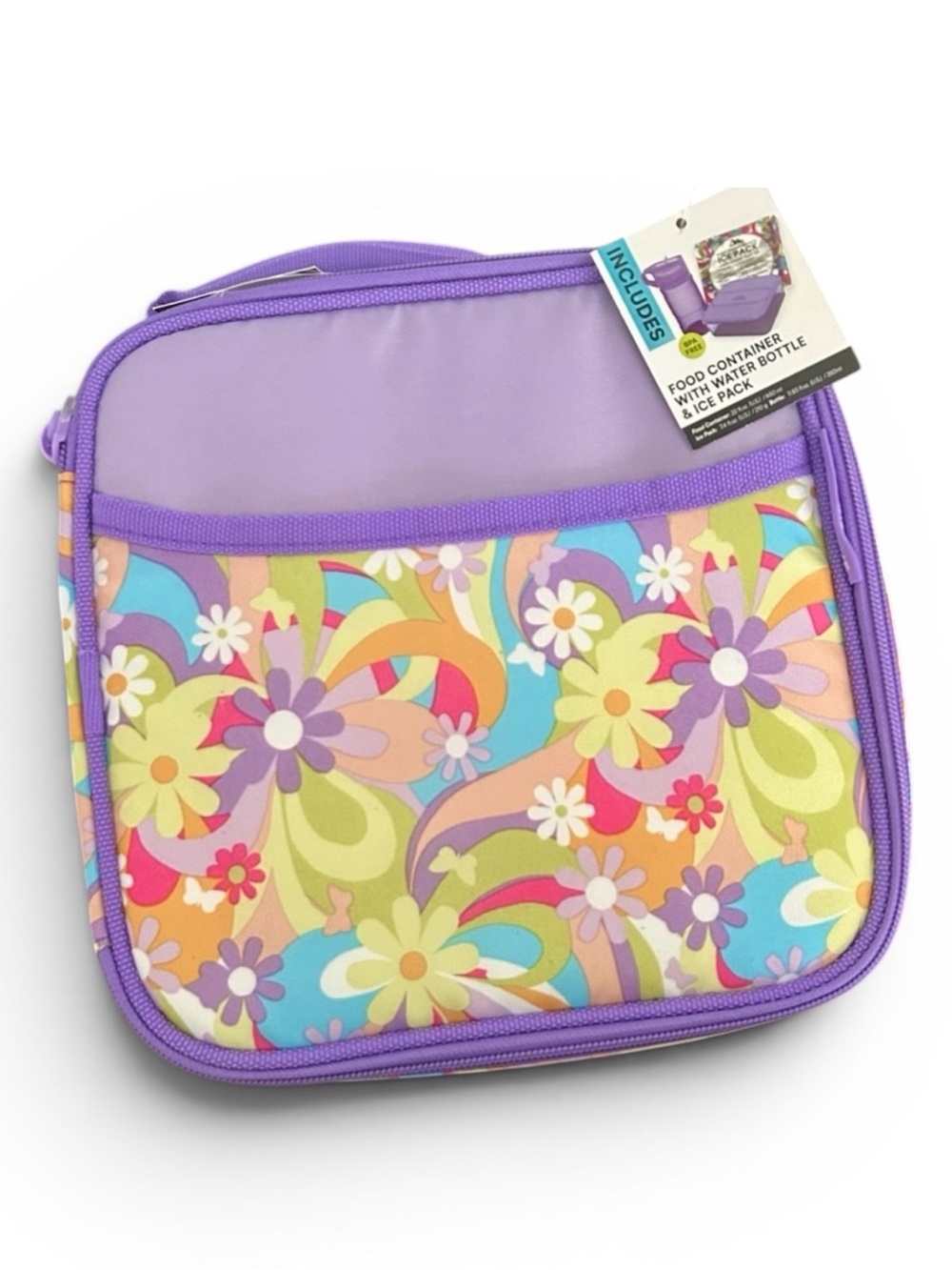 Arctic Zone Lunch Box Set Purple Floral Insulated w Bottle & Container NWT